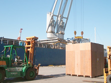 Loading goods at port